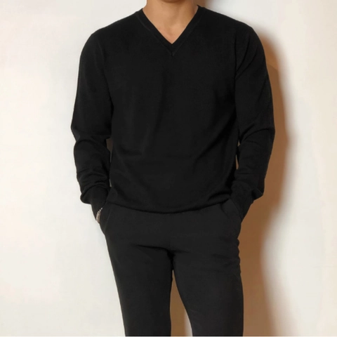 Herren V-Ausschnitt Strickpullover Casual Langarm Pullover Business Minimalistisch Einfarbig Rippenbund Weicher Stricktop