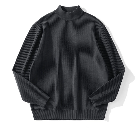 Heren Mock Neck Ribgebreide Trui Pullover Winter Warm Losse Pasvorm Lange Mouw Basislaag Effen Kleur Mode Breigoed Top