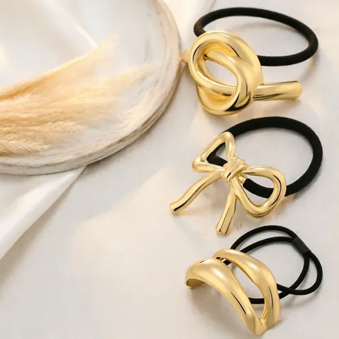 Zinklegierung Metall Geometrische Haargummis Hochelastische Pferdeschwanzhalter Polierte Minimalistische Haarschmuck