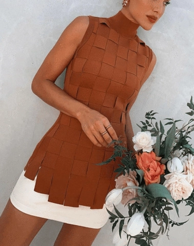 Dames Hoge Hals Mouwloos Geweven Kwastje Top En Witte Mini Rok Outfit Franse Vintage Sexy Slim Fit Twee Delige Rokset