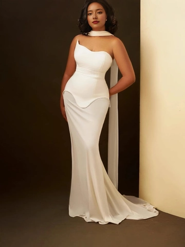Women Sexy Strapless Mesh Patchwork Bodycon Long Dress Elegant Evening Party Fishtail Maxi Gown Formal Wedding Guest Dress