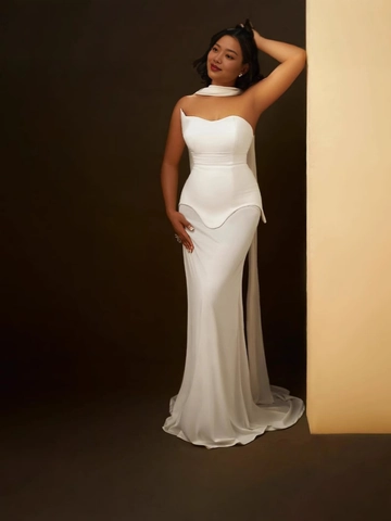 Women Sexy Strapless Mesh Patchwork Bodycon Long Dress Elegant Evening Party Fishtail Maxi Gown Formal Wedding Guest Dress