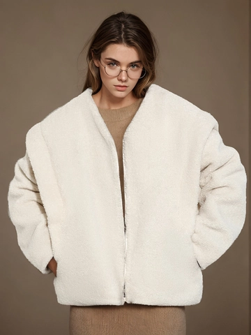 Women Oversized Sherpa Fleece Jacket Casual Solid Color Zipper Patchwork Long Sleeve Warm Outerwear Autumn Winter Coat