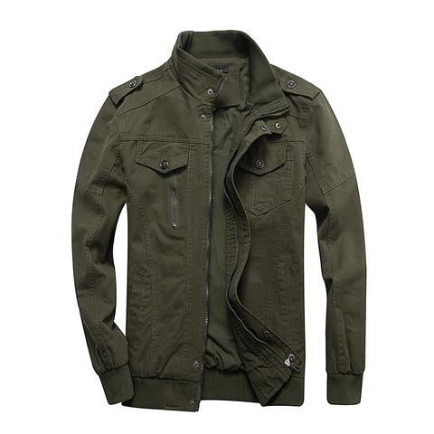 Heren Casual Katoenen Militaire Jas Staande Kraag Slim Fit Cargo Workwear Outerwear Met Epauletten Winddicht Jack Voor Heren Dagelijks Gebruik