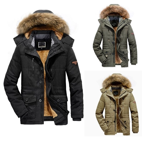 Giacca Parka Imbottita Invernale da Uomo Cappotto con Cappuccio Ispessito Lunghezza Media con Collo in Pelliccia Sintetica Fodera in Pile Antivento Caldo Casual