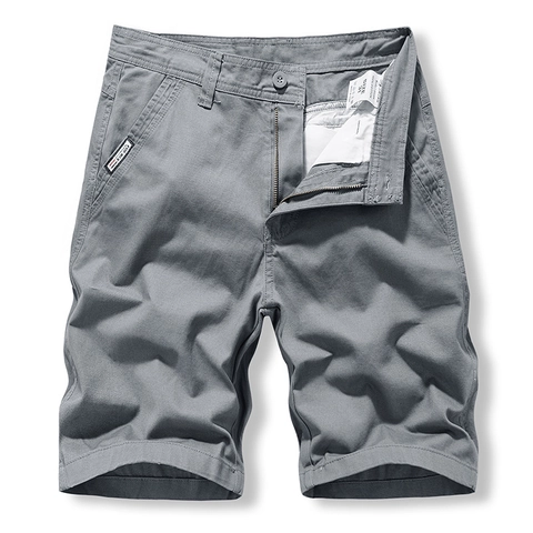 Men's Cotton Cargo Shorts Casual Summer Outdoor Multi-Pocket Washed Solid Color Straight Leg Mid-Waist Workwear Shorts For Men