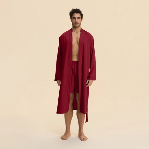 Herren Satin Bademantel Langarm V-Ausschnitt Nachthemd Und Shorts Casual Homewear Weiche Nachtwäsche Loungewear Robe Und Hosen Anzug