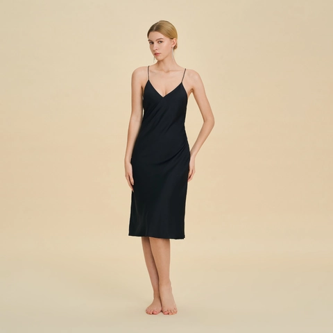 Women's Sexy Satin V-Neck Spaghetti Strap Backless Nightgown Criss-cross Cross Strap Mini Sleepwear Chemise Slip Dress