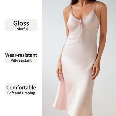 Nuisette Sexy en Satin pour Femmes Avec Coussinets de Poitrine Fines Bretelles Dos Nu Col en V Vêtement de Nuit Élégant Aspect Soie