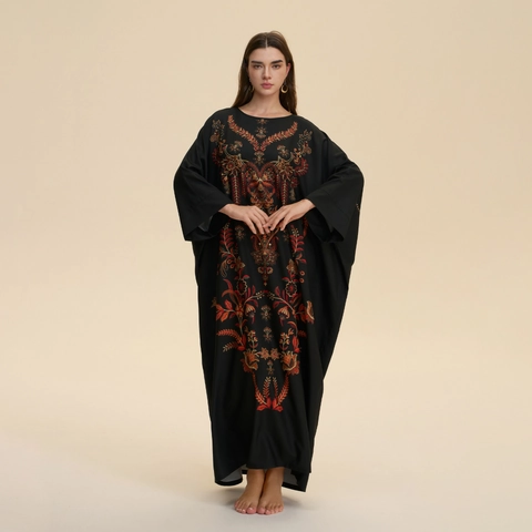 Vestido Kaftan Largo para Mujer Estampado Barroco Manga Larga Suelto Étnico Abaya Túnica Fiesta Vacaciones de Poliéster Elastano