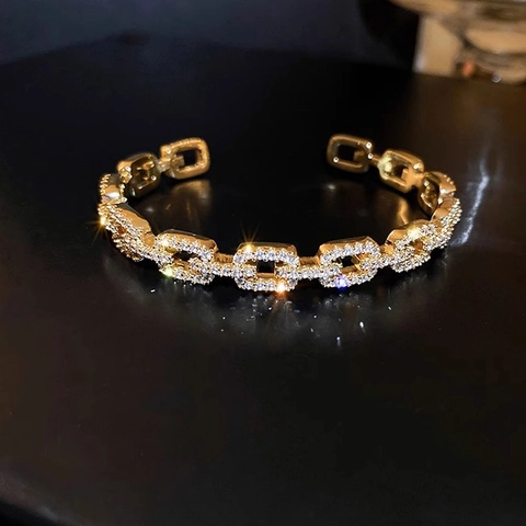Minimalistische O-Ketting Armband Koper Zirkoon Open Manchet Geometrische Sieraden Dames Verguld