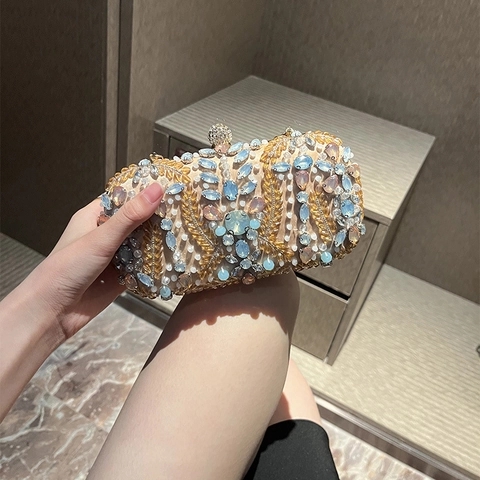 Rhinestone Abendtasche Clutch Kristall Floral Perlenstickerei Party Hochzeit Handtasche Mit Kettengurt Elegant Luxus