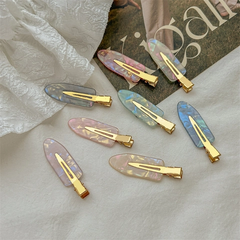 Dreamy Colorful PC Gradient Hair Clips For Women Pearlescent Non-Marking Makeup Duckbill Clip Handmade Fashion Hair Accessories