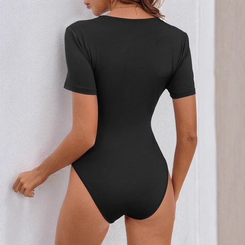 Sexy Dames Romper Met Kant V-Hals Slim Fit Geplooide Korte Mouw Polyester Spandex Bodysuit Top Voor Feest Casual