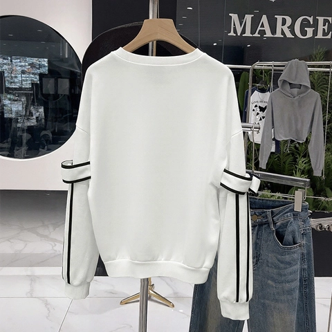 Women Casual Long Sleeve Crew Neck Sweatshirt Contrast Color 3D Bow Decoration Ribbed Trim Fashion Pullover Top