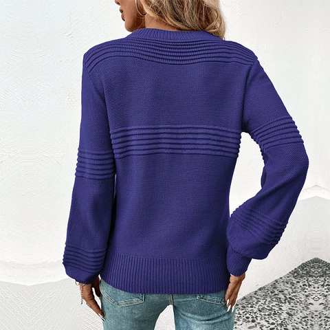 Γυναικείο Casual Πλεκτό Πουλόβερ Μακρυμάνικο Στρογγυλή Λαιμόκοψη Ανάγλυφο Μονόχρωμο Χαλαρή Εφαρμογή Φθινόπωρο Χειμώνας