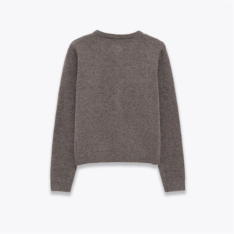 Cárdigan de Punto Casual para Mujer Cuello Redondo Con Botones de Metal Plateados Vintage Manga Larga Suéter Cálido Color Sólido