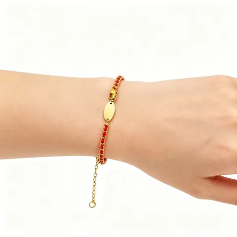 Pulsera De Cuerda Roja Acero Inoxidable Cuentas Chapado En Oro Ajustable Suerte Hecho A Mano Joyería Unisex