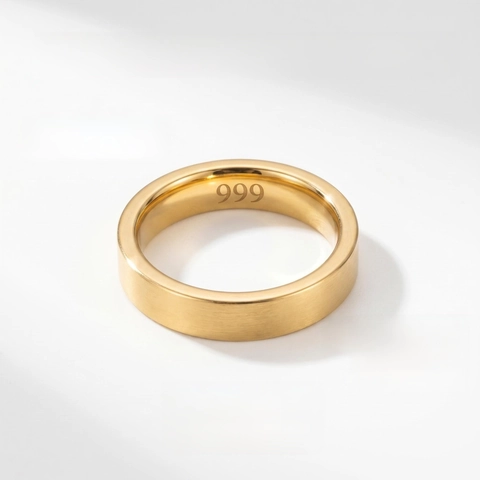 Anello a Fascia Minimalista in Acciaio al Titanio 4mm Finitura Opaca Spazzolata Anello di Coppia Unisex Con Timbro in Acciaio 999 Gioielli Moda Dita