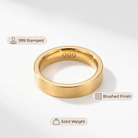 Anello a Fascia Minimalista in Acciaio al Titanio 4mm Finitura Opaca Spazzolata Anello di Coppia Unisex Con Timbro in Acciaio 999 Gioielli Moda Dita