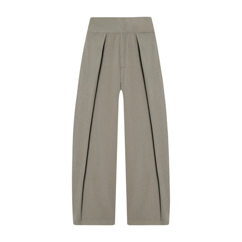 Women High Waist Pleated Balloon Pants Autumn Wool Blend Loose Wide Leg Trousers Solid Stripe Casual Work Commute Pants