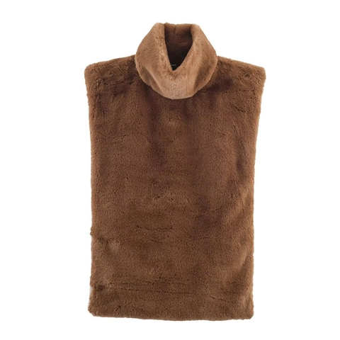 Chaleco de Piel Sintética con Cuello Alto para Mujer Sin Mangas Color Sólido Cálido Casual Chaleco Otoño Invierno Moda Top
