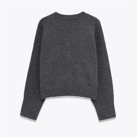 Pull en Tricot à Col en V pour Femmes Décontracté Manches Longues Rayé Contraste Couleur Simple Boutonnage Doux Top