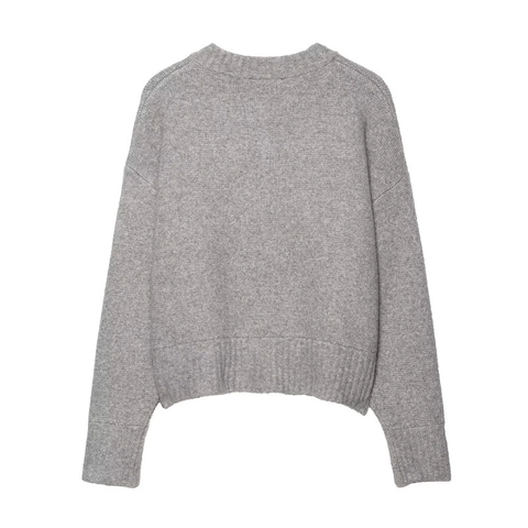 Cárdigan de Punto Casual para Mujer Cuello Redondo Manga Larga Color Sólido Abotonado Bordes Acanalados Ajuste Holgado Cálido Top Otoño