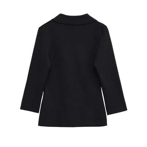 Damen Casual Schwarz Strickblazer Zweireiher Langarm Jacke Büro Dame Revers Gestrickte Strickjacke Pullover Mantel