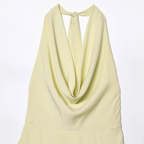 Minivestido Sexy con Espalda Descubierta y Cuello Halter para Mujer con Dobladillo Irregolare de Poliéster para Fiesta
