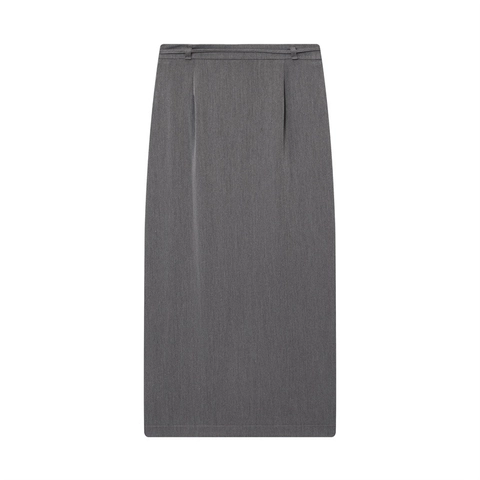 Gonna a Tubino a Vita Alta da Donna Elegante Grigio Antracite Poliestere Gonna Midi Con Cintura Dettaglio Spacco Moda Pendolare