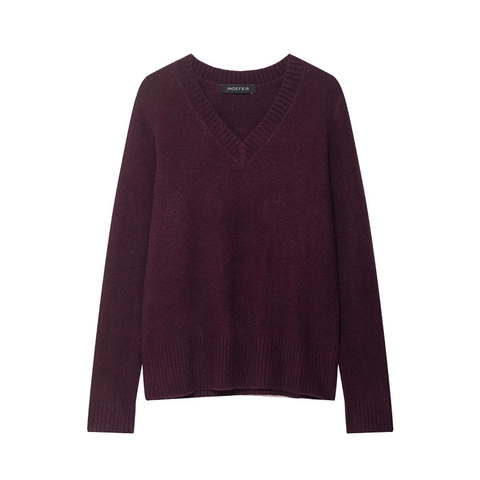 Maglione in Maglia da Donna Casual Scollo a V Maniche Lunghe a Coste Tinta Unita Morbido Pullover Top per Ufficio Quotidiano