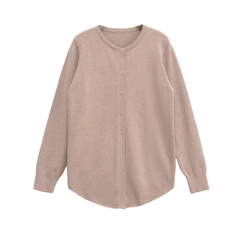 Damen Rundhals Langarm Strickjacke Einfarbig Einreihige Knöpfe Weicher Pullover Mantel Für Den Alltag