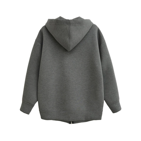 Women's Oversized Zip Up Hoodie Casual Lazy Style Loose Long Sleeve Scuba Fabric Sweatshirt With Pockets Fashion Jacket Top