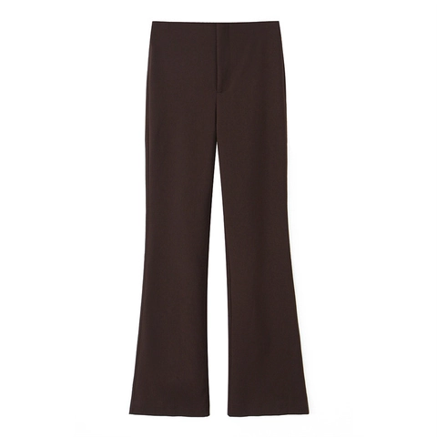Damen High Waist Schlaghose Elegante Einfarbige Office Lady Hose Slim Fit Flared Pants Für Büro Und Party