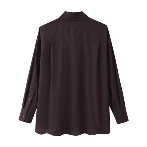 Women Elegant Pussy Bow Tie Neck Long Sleeve Blouse Poplin Button Down Solid Color Casual Fashion Work Office Shirt Top