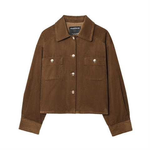 Women Casual Corduroy Oversized Jacket Long Sleeve Lapel Button Down Coat With Pockets Vintage Solid Color Outerwear