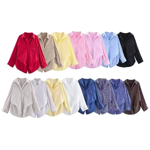 Women Fashion Oversized Striped Long Sleeve Shirt Elegant Commute Button Down Blouse Casual Loose Square Collar Top