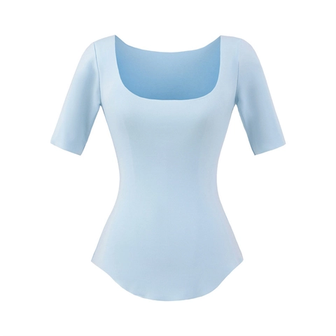 Women Casual Slim Fit Viscose Cotton T-Shirt Scoop Neck Half Sleeve Solid Color Soft Basic Top For Daily Wear Dance Performance