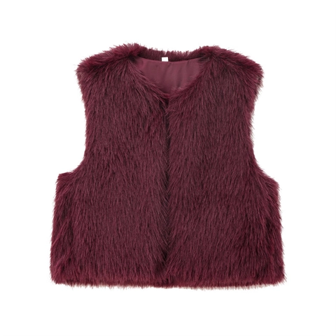 Damen Mode Kunstpelz Weste Ärmellos V-Ausschnitt Vorne Offen Taille Weste Herbst Winter Lässig Einfarbig Plüsch Oberbekleidung