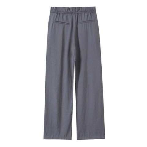 Pantaloni Casual a Vita Alta Gamba Larga da Donna Con Vita Paperbag e Cintura a Coulisse Tinta Unita