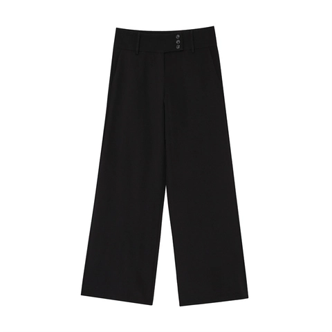 Women High Waist Wide Leg Pants Solid Black Loose Straight Suit Trousers Office Lady Casual Professional Workwear Fashion Bottoms