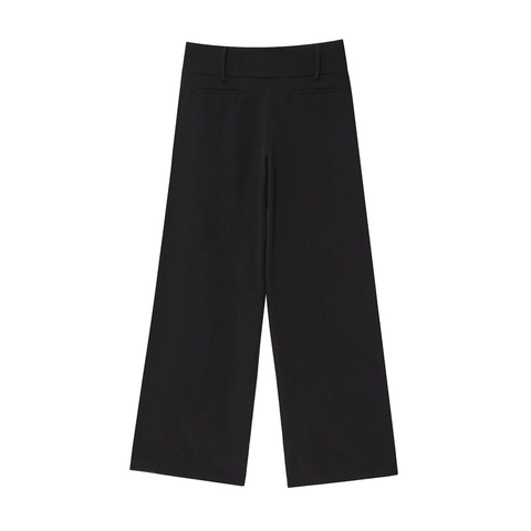 Women High Waist Wide Leg Pants Solid Black Loose Straight Suit Trousers Office Lady Casual Professional Workwear Fashion Bottoms