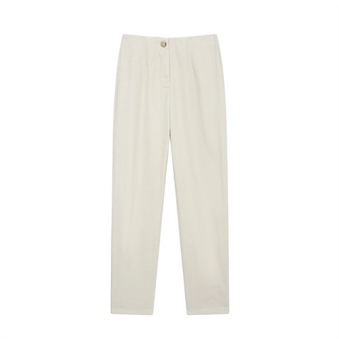Pantaloni Donna Vita Alta Gamba Dritta Bottone Dorato Minimalisti Crema Pantaloni Casual Moda Primavera Streetwear