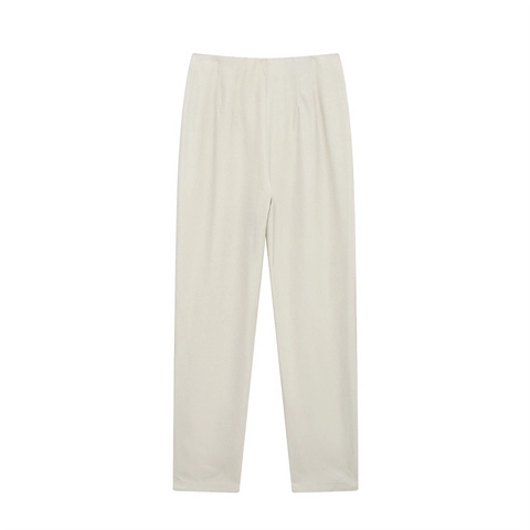 Pantaloni Donna Vita Alta Gamba Dritta Bottone Dorato Minimalisti Crema Pantaloni Casual Moda Primavera Streetwear