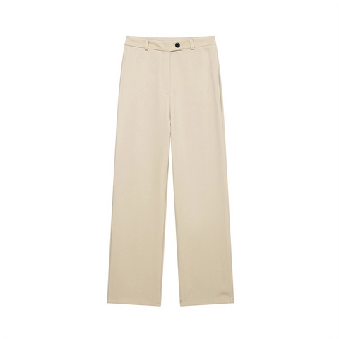 Pantaloni da Donna a Vita Alta con Gamba Larga Minimalisti Dritti Tinta Unita Albicocca Casual Pantaloni Lunghi