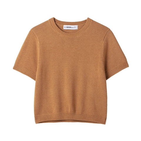 Top de Punto Informal para Mujer Manga Corta Cuello Redondo Color Sólido Poliéster Prendas de Punto Moda Verano Jersey Suave Mujer