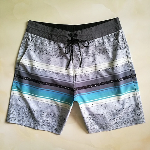 Men Quick Dry Striped Board Shorts Drawstring Breathable Surf Swim Trunks Casual Summer Athletic Beach Pants Print Bottoms