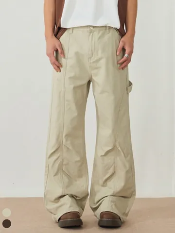 Pantaloni Cargo in Cotone High Street da Uomo Vestibilità Comoda Micro-Flare Pantaloni Dritti Casual Con Tasche Albicocca Caffè