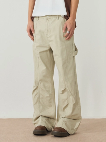 Pantaloni Cargo in Cotone High Street da Uomo Vestibilità Comoda Micro-Flare Pantaloni Dritti Casual Con Tasche Albicocca Caffè